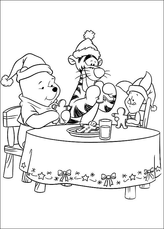coloriage winnie gouter de noel